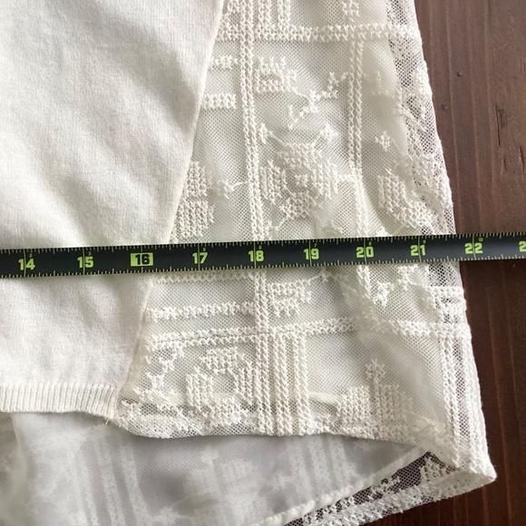 Anthropologie Ivory Mixed Media Lace Knit Boho Top NWT Size Large - Picture 5 of 11